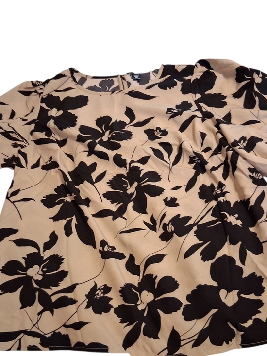SHEIN Tops - SHEIN Beige Blouse with Black Floral Print